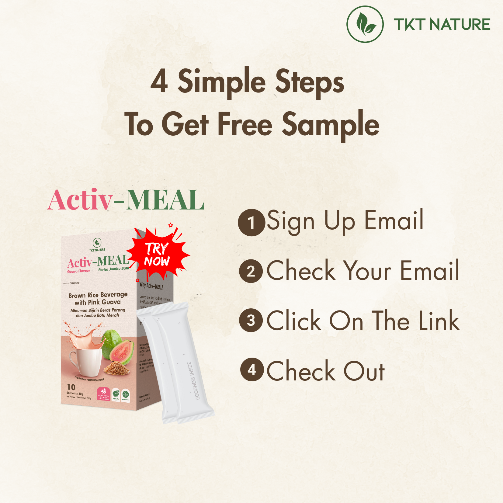 [Free Sample] Activ-MEAL Pink Guava Brown Rice Beverage 1 Sachet