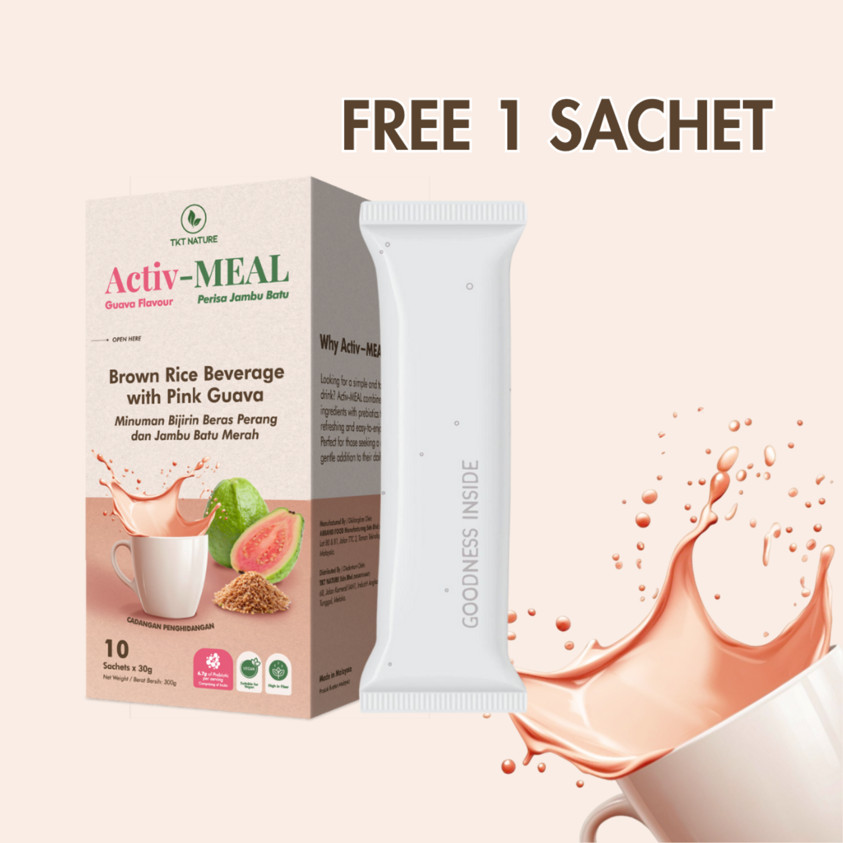 [Free Sample] Activ-MEAL Pink Guava Brown Rice Beverage 1 Sachet
